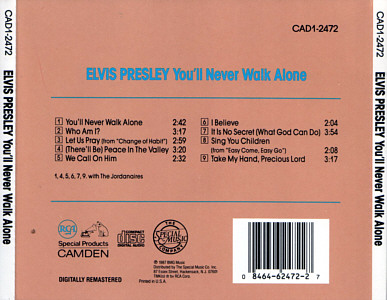 You'll Never Walk Alone - USA 1994 - BMG CAD1-2472 - Elvis Presley CD