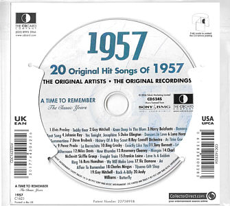 A Time To Remember - The Classic Years 1957 - UK 2006 - Sony / BMG Music Entertainment / CD Card Company CD524S - Elvis Presley Various Artist CD