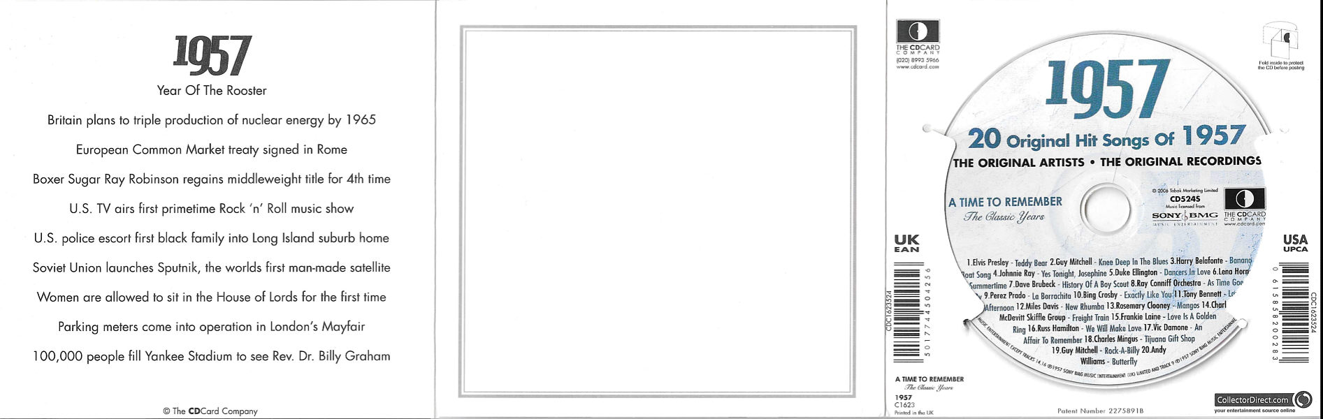 A Time To Remember - The Classic Years 1957 - UK 2006 - Sony / BMG Music Entertainment / CD Card Company CD524S - Elvis Presley Various Artist CD