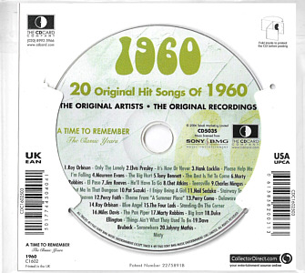 A Time To Remember - The Classic Years 1960 - UK 2006 - Sony / BMG Music Entertainment / CD Card Company CD503S - Elvis Presley Various Artist CD