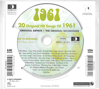 A Time To Remember - The Classic Years 1961 - UK 2006 - Sony / BMG Music Entertainment / CD Card Company CD504S - Elvis Presley Various Artist CD