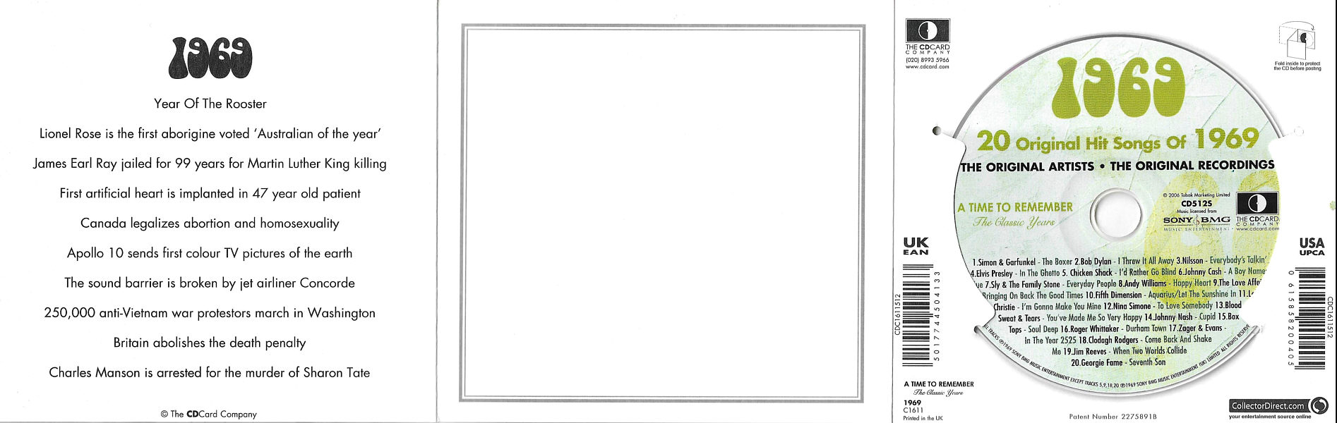 A Time To Remember - The Classic Years 1969 - UK 2006 - Sony / BMG Music Entertainment / CD Card Company CD512S - Elvis Presley Various Artist CD