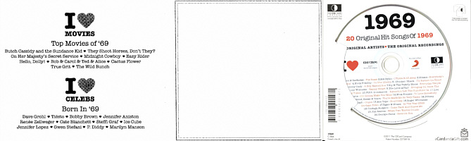 I Love - 20 Original Hit Songs Of 1969 - UK 2011 - Sony Music  / CD Card Company CD512S(H) - Elvis Presley Various Artist CD